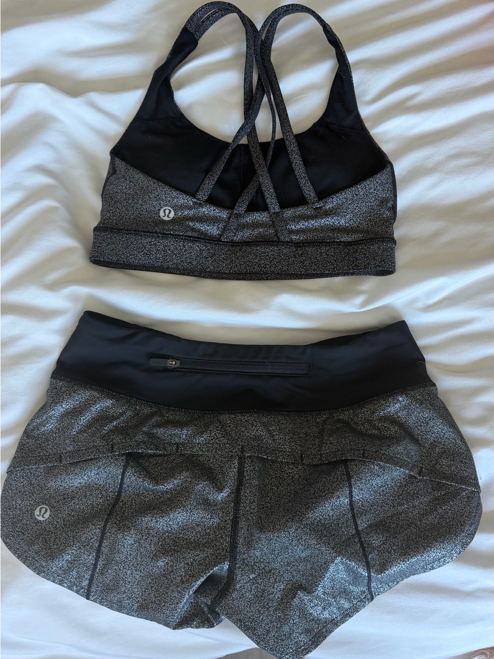 Sports Bra & Shorts Set, sparkle gray